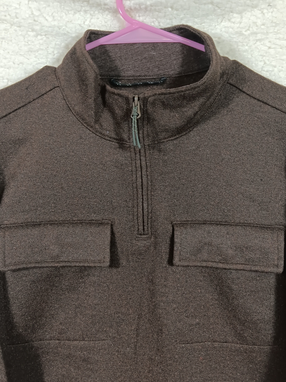 Prana Pullover Mens Large Brown Brookland 1/4 Zip Wool Blend Outdoor Gorpcore - Picture 4 of 10